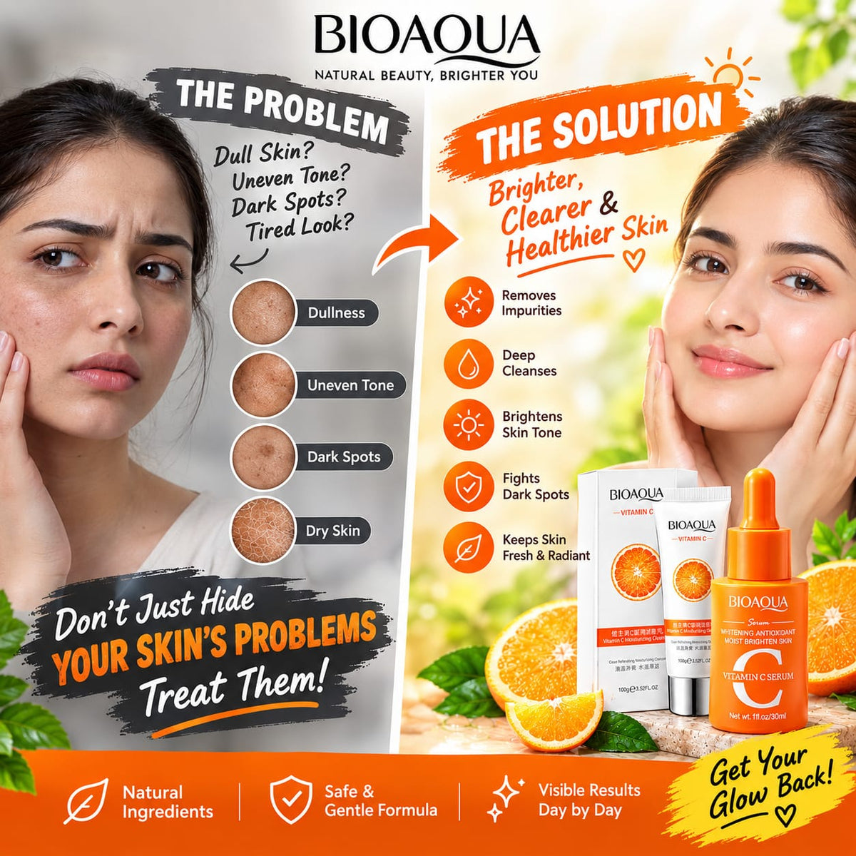 BIOAQUA Vitamin C Moisturizing Cleanser,BIOAQUA VITAMIN C SERUM