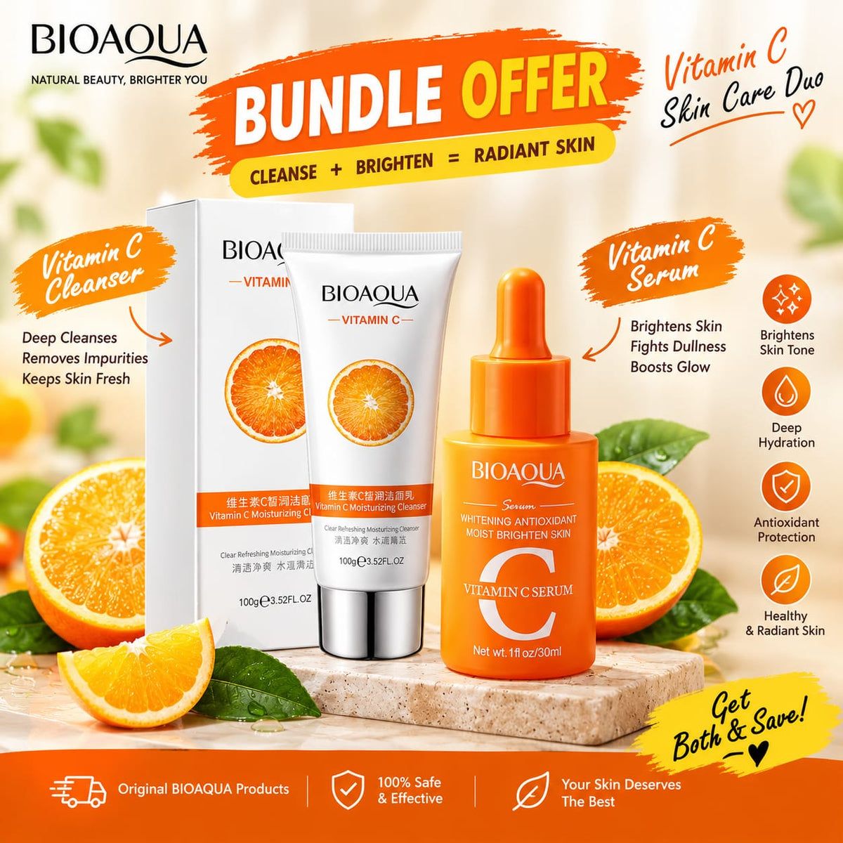 BIOAQUA Vitamin C Moisturizing Cleanser,BIOAQUA VITAMIN C SERUM